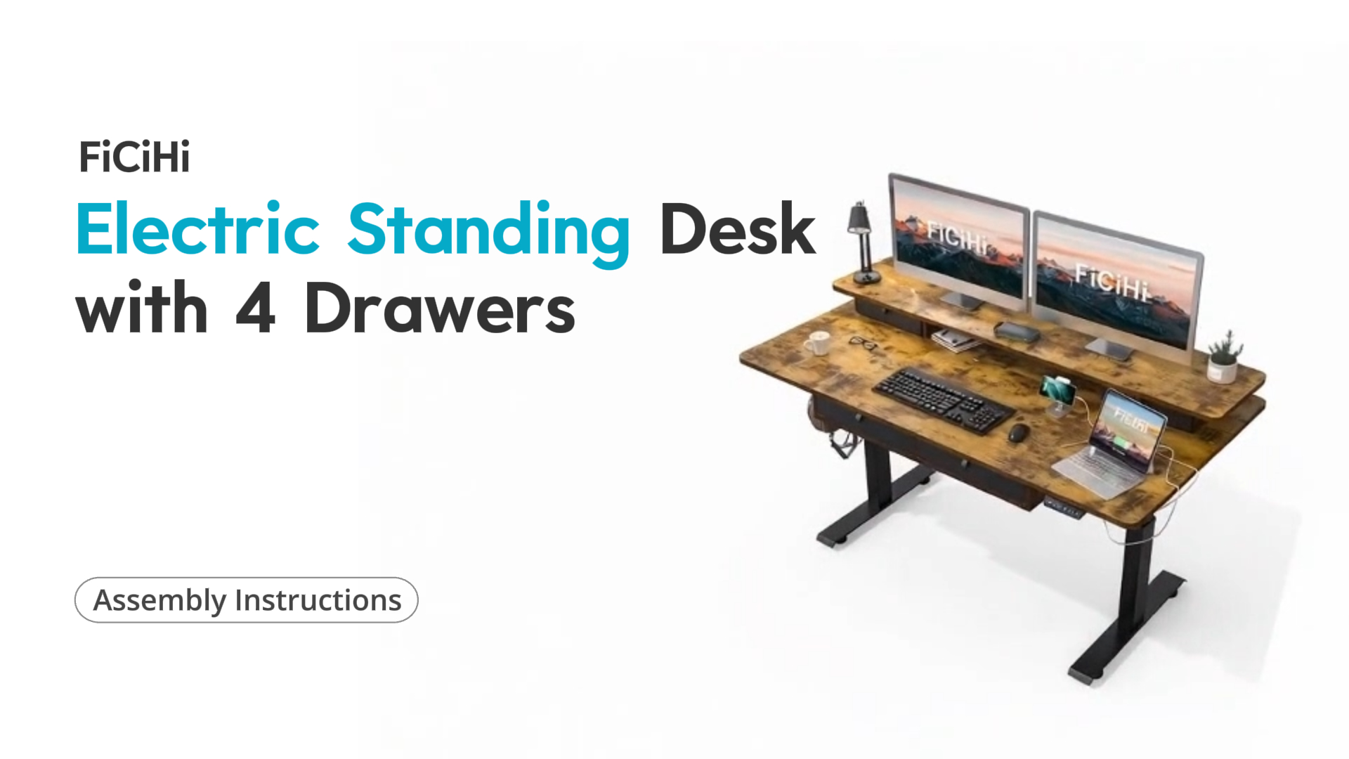 Amazon.com: FiCiHi 48x30Inch Standing Desk with Drawers,Electric